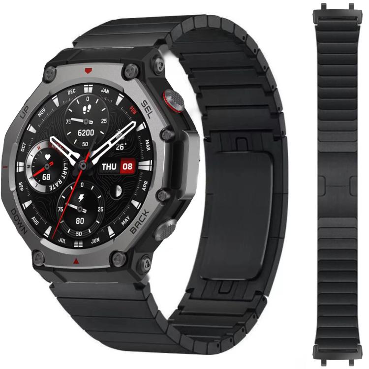 

For Amazfit T-Rex 3 One Beads Side Detachable Titanium Alloy Watch Band(Black)