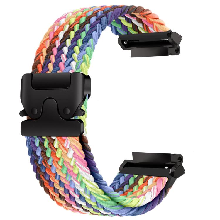 

For Amazfit T-Rex 3 Parachute Snap Buckle Braided Watch Band(White Rainbow)