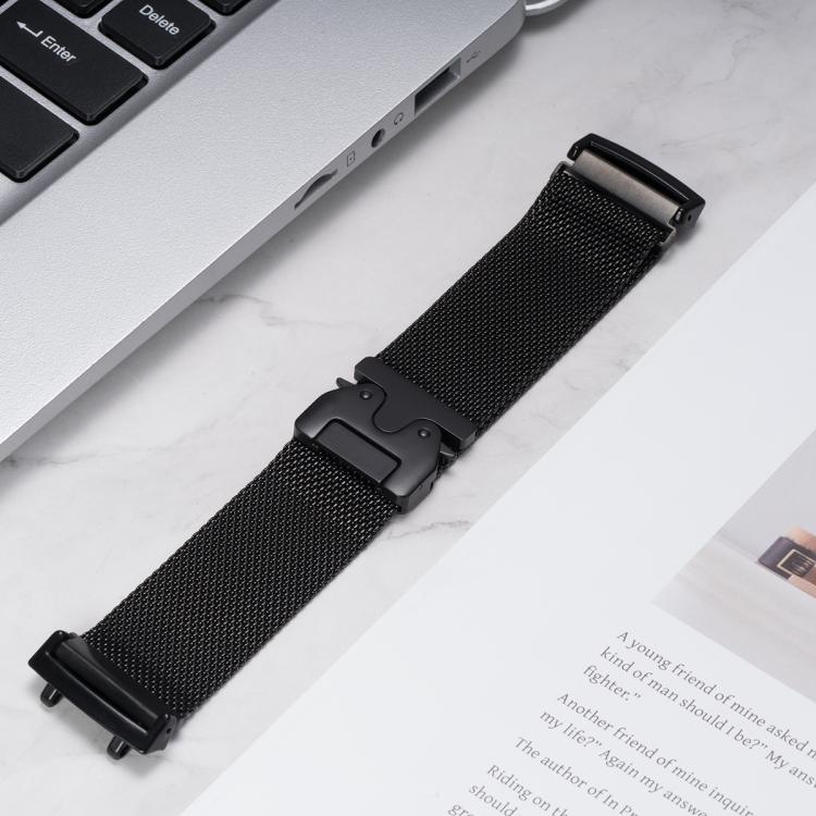 

For Amazfit T-Rex 3 Parachute Snap Buckle Milanese Stainless Steel Watch Band(Black)