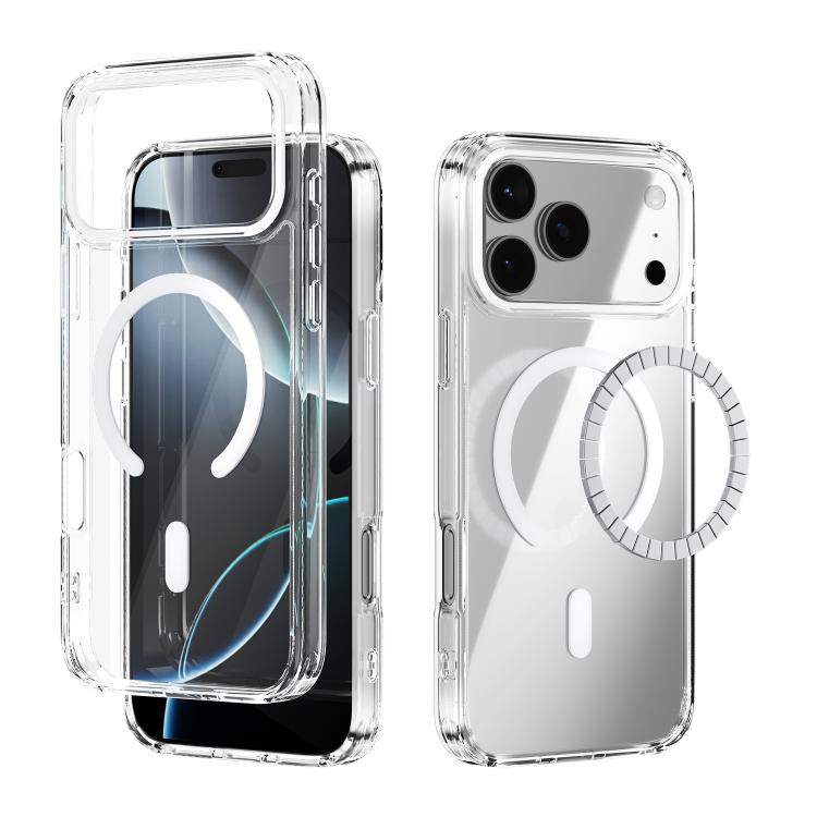 

For iPhone 17 Pro Max ABEEL MagSafe Magnetic Color Ring Anti-scratch Transparent Phone Case(White)