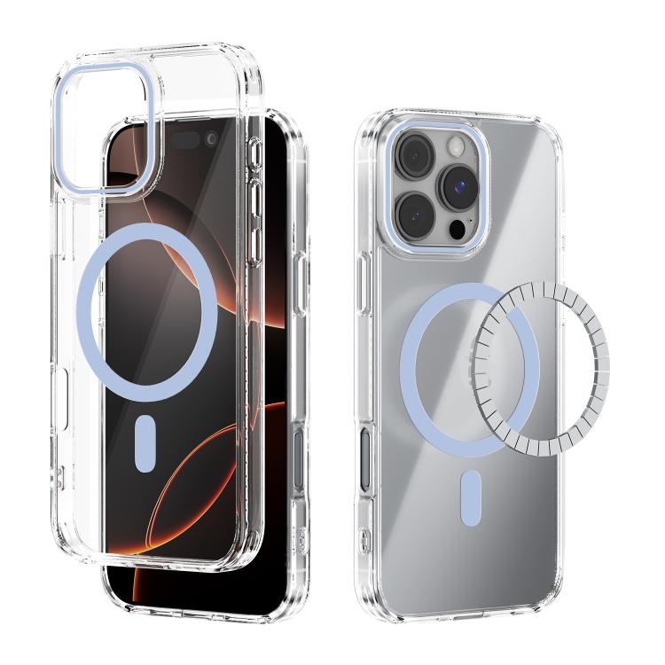 

For iPhone 16 Pro Max ABEEL MagSafe Magnetic Color Ring Anti-scratch Transparent Phone Case(Far Peak Blue)