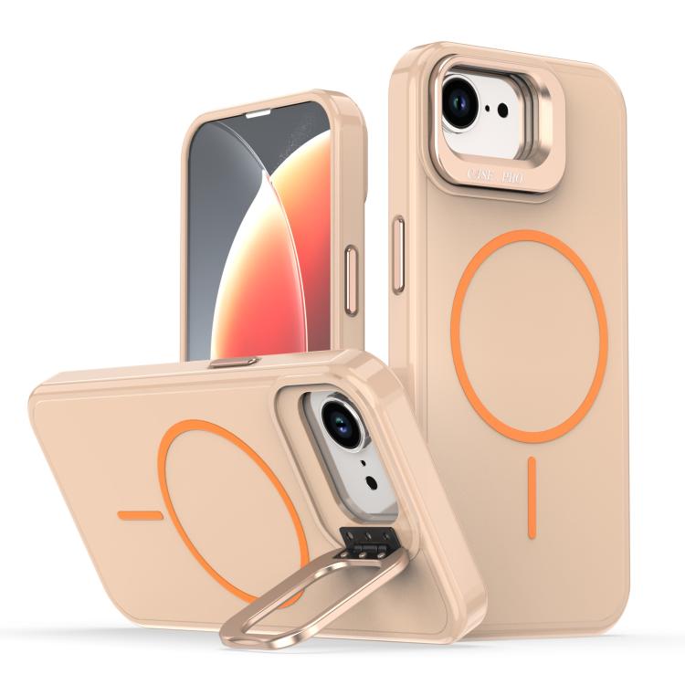 

For iPhone 16e Bright Color Imitation Camera Bracket Magsafe Phone Case(Desert Titanium)