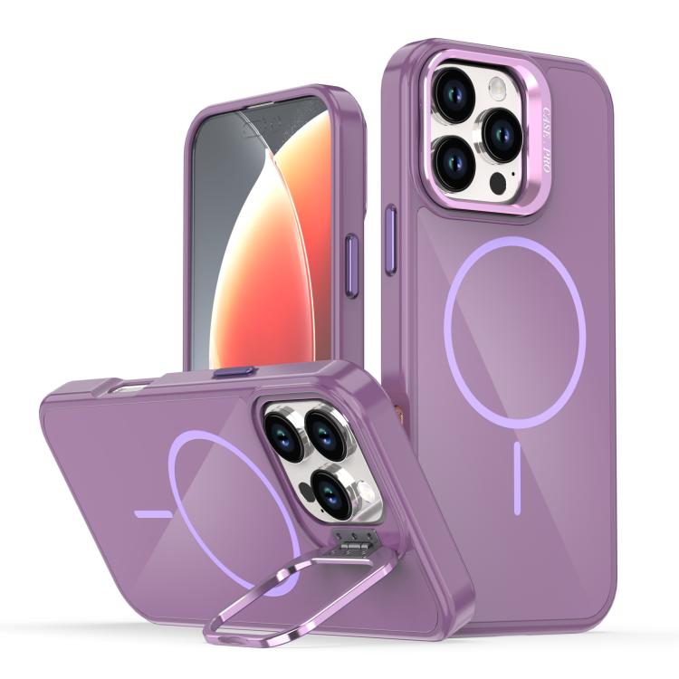 

For iPhone 16 Pro Max Bright Color Imitation Camera Bracket Magsafe Phone Case(Sunset Purple)