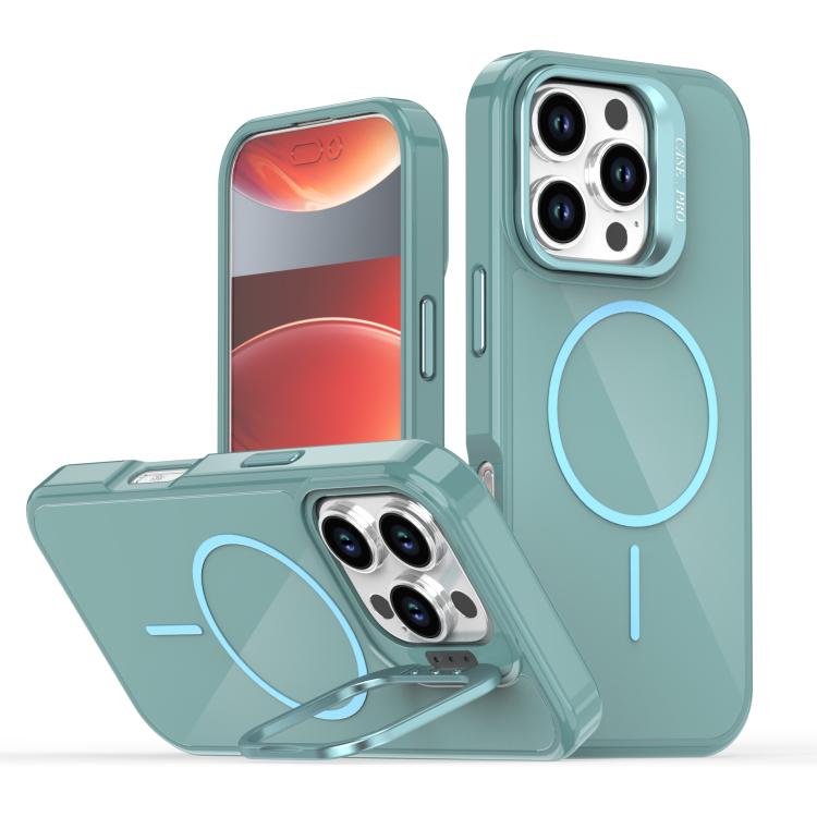 

For iPhone 16 Pro Bright Color Imitation Camera Bracket Magsafe Phone Case(Riptide Blue)