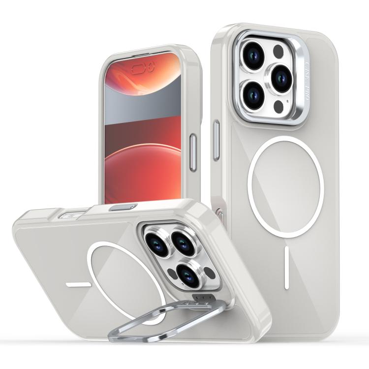 

For iPhone 16 Pro Bright Color Imitation Camera Bracket Magsafe Phone Case(Summit Stone)