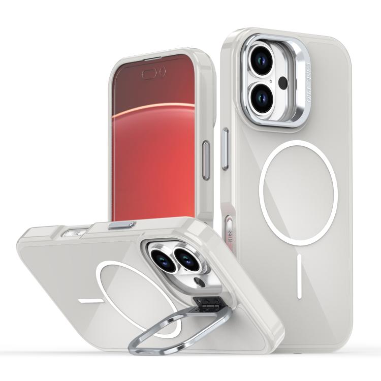 

For iPhone 16 Plus Bright Color Imitation Camera Bracket Magsafe Phone Case(Summit Stone)