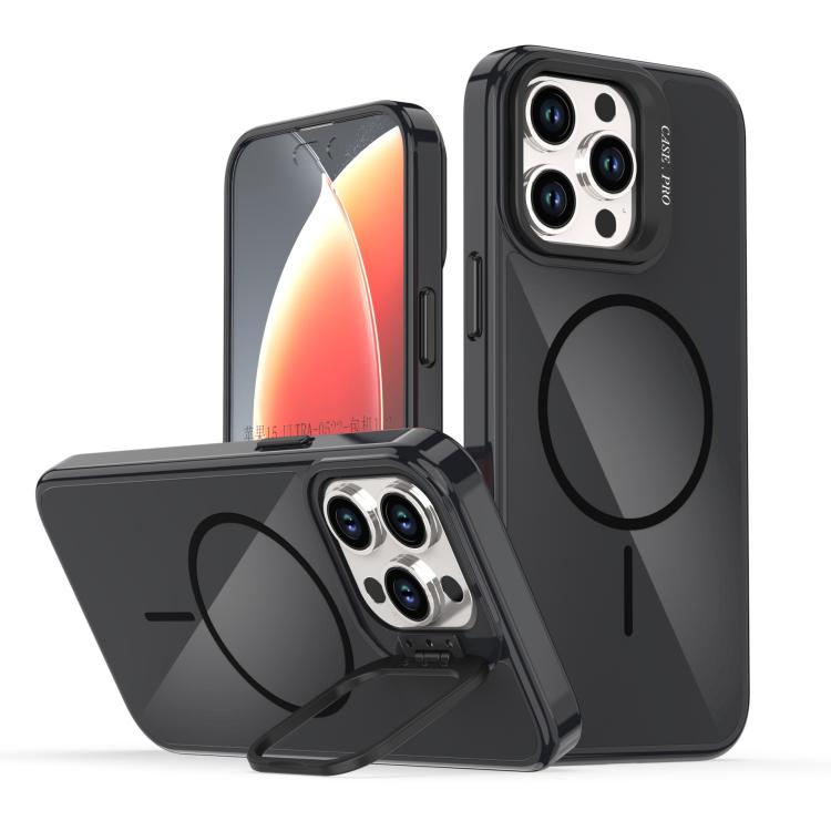 

For iPhone 15 Pro Max Bright Color Imitation Camera Bracket Magsafe Phone Case(Midnight Black)