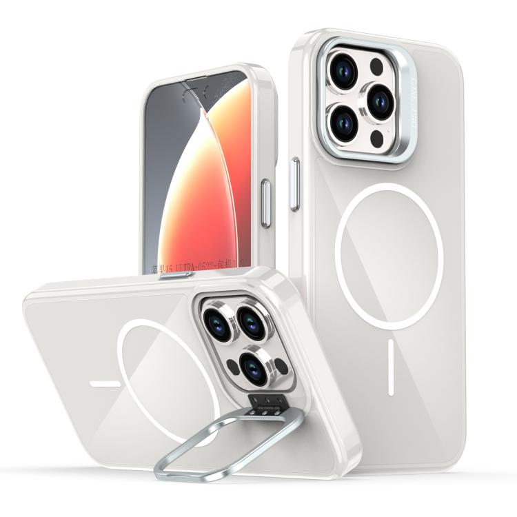 

For iPhone 15 Pro Max Bright Color Imitation Camera Bracket Magsafe Phone Case(Summit Stone)