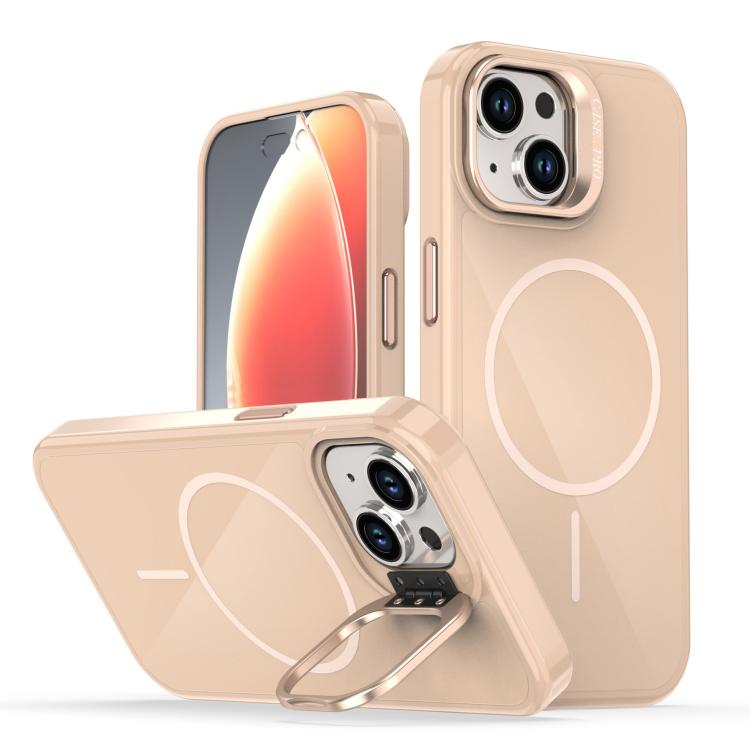 

For iPhone 14 / 13 Bright Color Imitation Camera Bracket Magsafe Phone Case(Desert Titanium)
