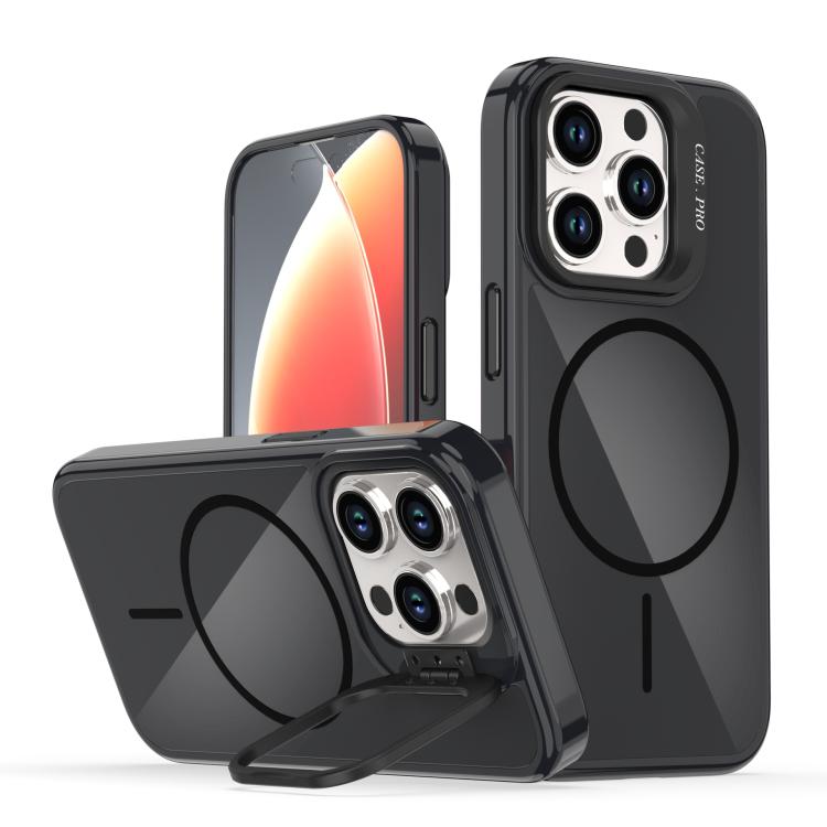 

For iPhone 14 Pro Bright Color Imitation Camera Bracket Magsafe Phone Case(Midnight Black)