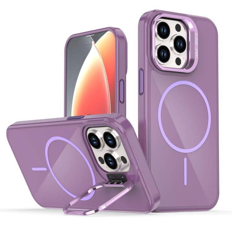 

For iPhone 13 Pro Bright Color Imitation Camera Bracket Magsafe Phone Case(Sunset Purple)