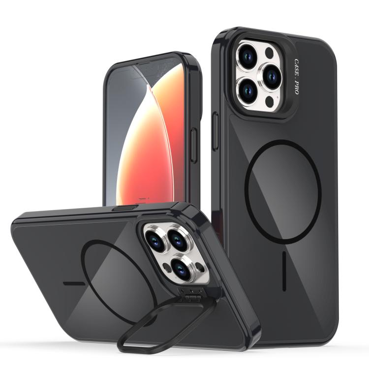 

For iPhone 12 Pro Max Bright Color Imitation Camera Bracket Magsafe Phone Case(Midnight Black)