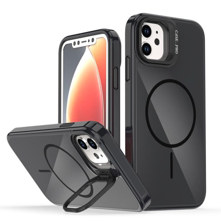 

For iPhone 11 Bright Color Imitation Camera Bracket Magsafe Phone Case(Midnight Black)