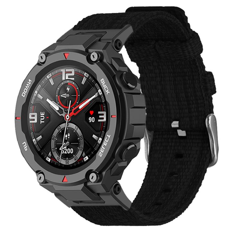 

For Amazfit T-Rex 3 xDfind Nylon Canvas Watch Band(Black)