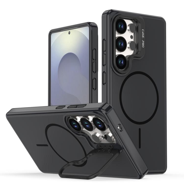 

For Samsung Galaxy S25 Ultra 5G Bright Color Imitation Camera Bracket Magsafe Phone Case(Midnight Black)