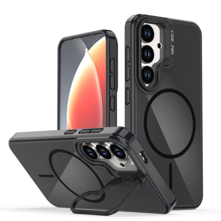 

For Samsung Galaxy S25+ / S24+ 5G Bright Color Imitation Camera Bracket Magsafe Phone Case(Midnight Black)
