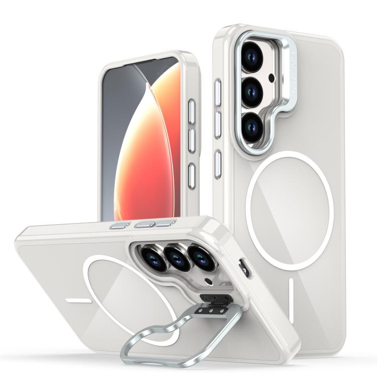 

For Samsung Galaxy S25+ / S24+ 5G Bright Color Imitation Camera Bracket Magsafe Phone Case(Summit Stone)