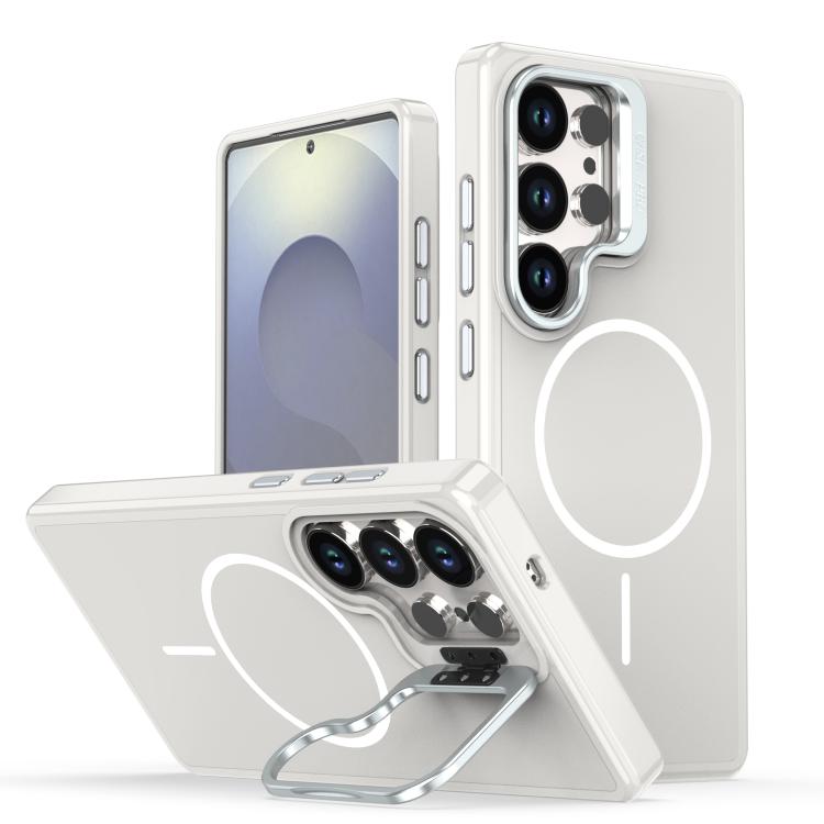 

For Samsung Galaxy S23 Ultra 5G Bright Color Imitation Camera Bracket Magsafe Phone Case(Summit Stone)