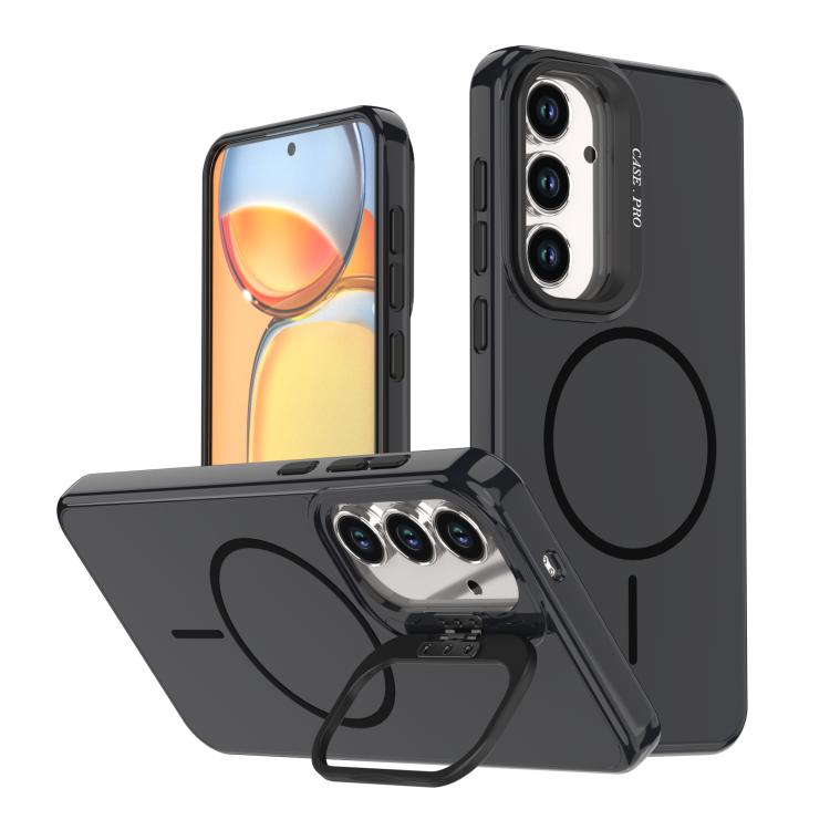 

For Samsung Galaxy S24 FE 5G Bright Color Imitation Camera Bracket Magsafe Phone Case(Midnight Black)