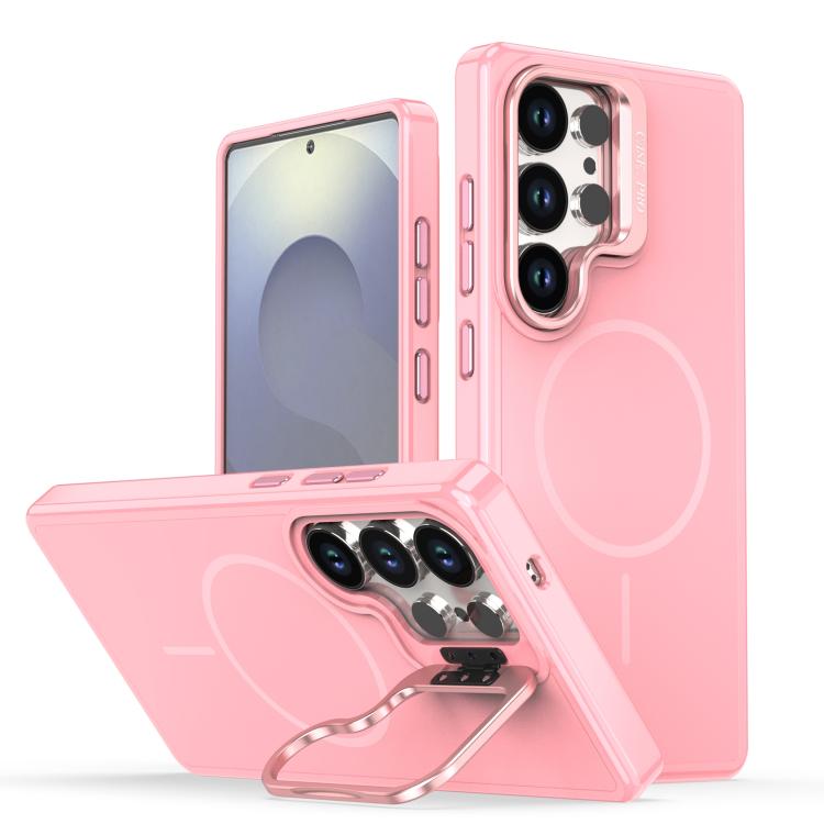 

For Samsung Galaxy S26 Ultra 5G Bright Color Imitation Camera Bracket Magsafe Phone Case(Pink)