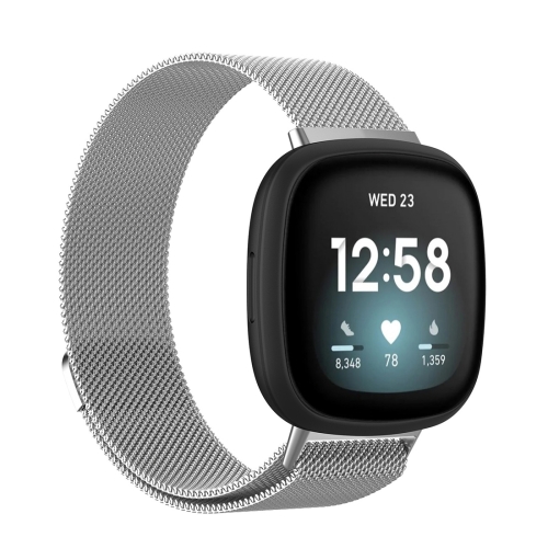 

For Fitbit Versa 3 / Fitbit Magnetic Milano Watch Band, Size:Large Size(Silver)