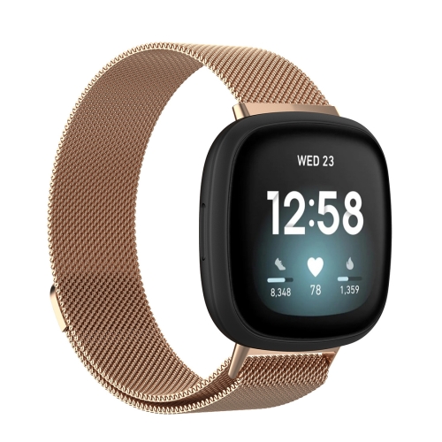 

For Fitbit Versa 3 / Fitbit Magnetic Milano Watch Band, Size:Large Size(Rose Gold)