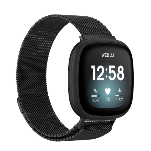 

For Fitbit Versa 3 / Fitbit Magnetic Milano Watch Band, Size:Small Code(Black)