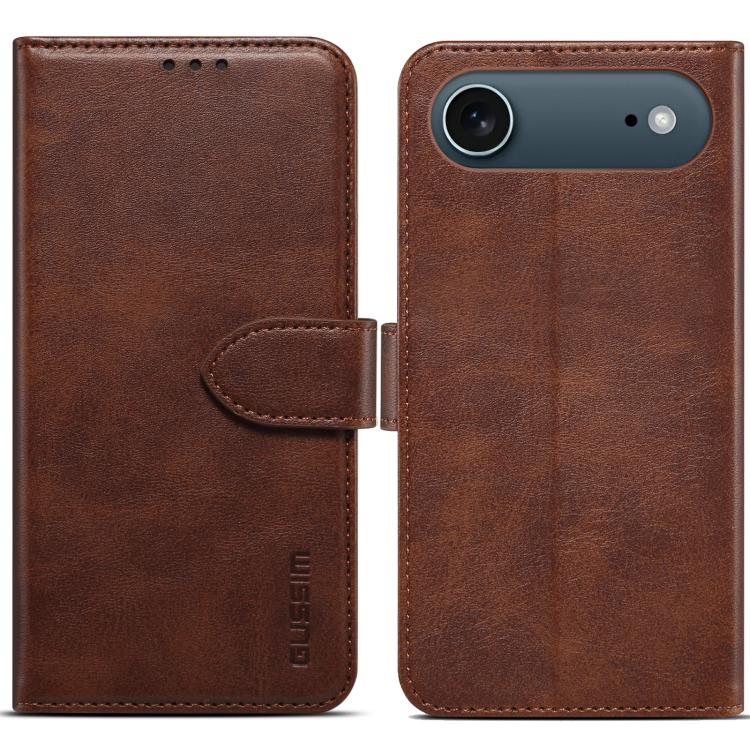 

For iPhone 17 Air GUSSIM Magnetic Horizontal Flip Leather Phone Case(Dark Brown)