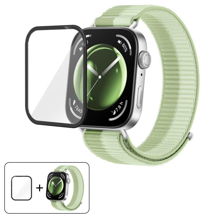 

For Huawei Watch Fit 4 Pro Nylon Loop Hook and Loop Fastener Watch Band with 3D Curved Film(Mint Green)