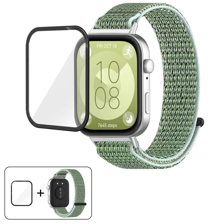 

For Huawei Watch Fit 4 Pro Nylon Hook and Loop Fastener Watch Band with 3D Curved Film(Ocean Blue)