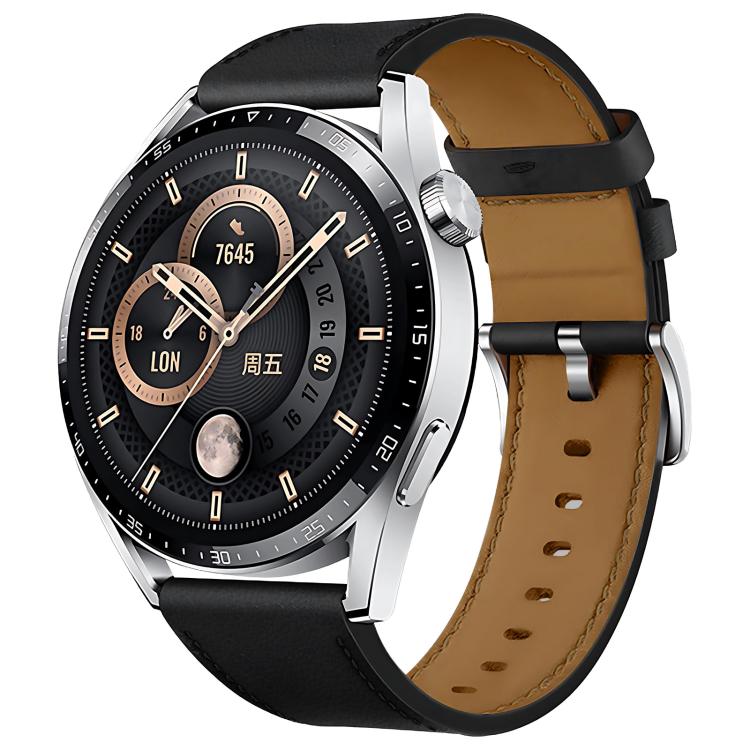 

For Huawei Watch GT 5 41mm Press Button Leather Watch Band(Black)