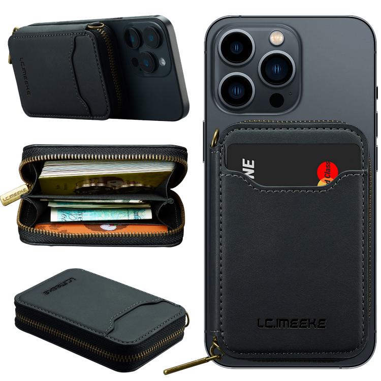 

LC.IMEEKE L6 Magnetic RFID Zipper Leather Card Bag(Black)
