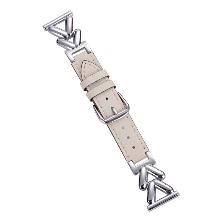 

22mm xDfind V-shaped Metal Hybrid Leather Watch Band(Silver)