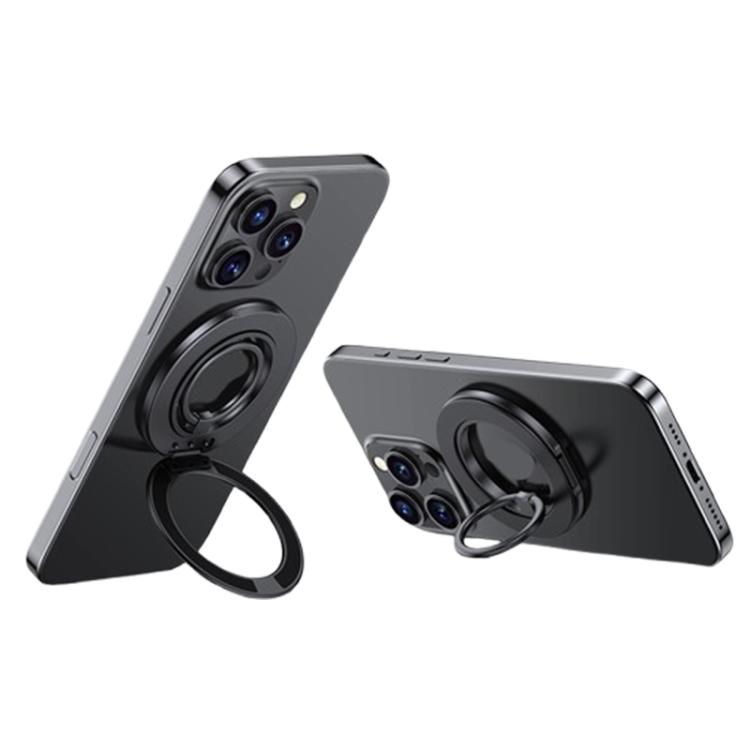 

Contrast Color Dual MagSafe Magnetic Ring Phone Holder with Gear Sound(Titanium Black)