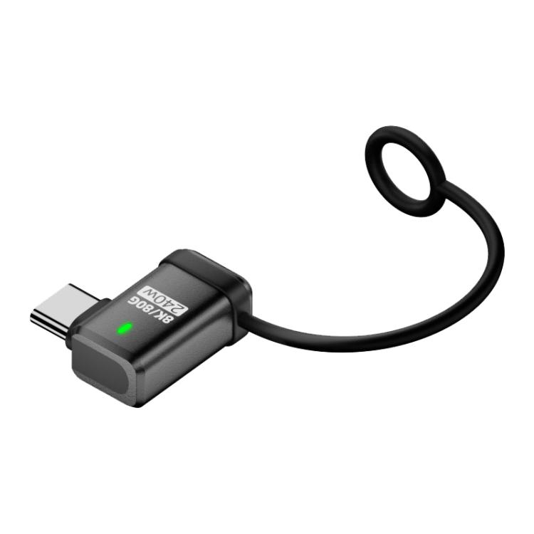 

240W USB-C / Type-C Port Full-Function Aluminum Alloy Adapter with Lanyard, Style:Side Bend(Black)