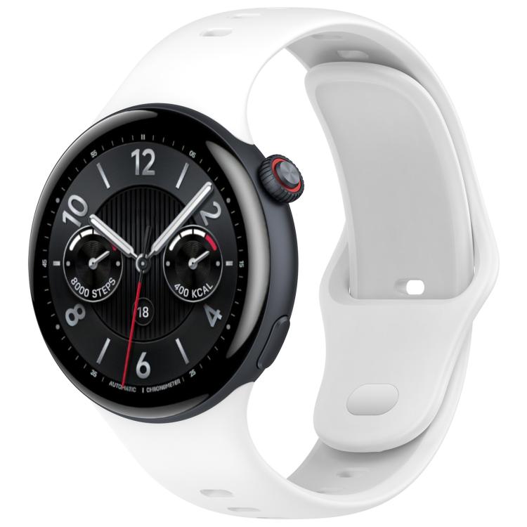 

For vivo Watch 5 xDfind Silver Buckle Pure Color Silicone Watch Band(White)