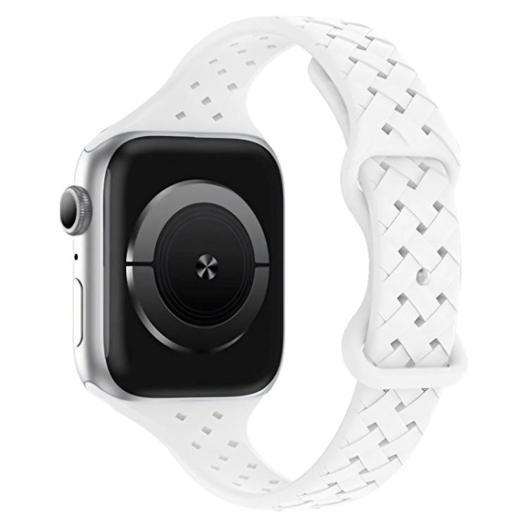 

For Apple Watch 42 / 44 / 45 / 46 / 49mm xDfind Butterfly Buckle Braid Silicone Watch Band(White)
