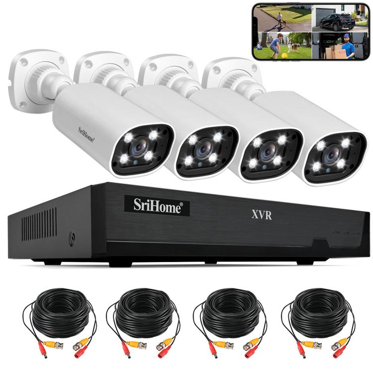 

SriHome NVS008-AHD006 2MP HD 4-CH NVR Camera Network Video Recorder Kit(EU Plug)