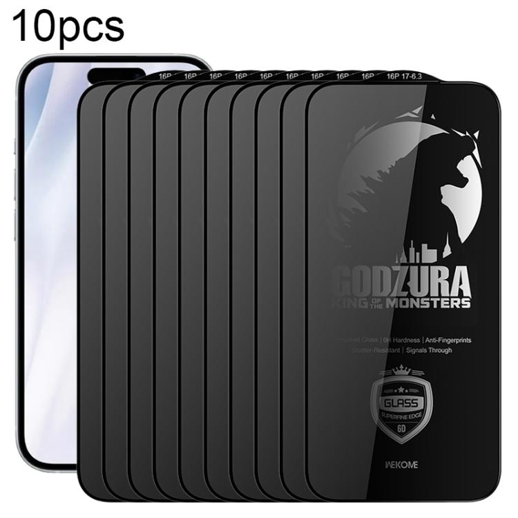 

For iPhone 16 Pro / 17 WK WTP-125 10pcs 6D Curved Ultra-Fine Edge Privacy Full-Screen Tempered Glass Film(Transparent)