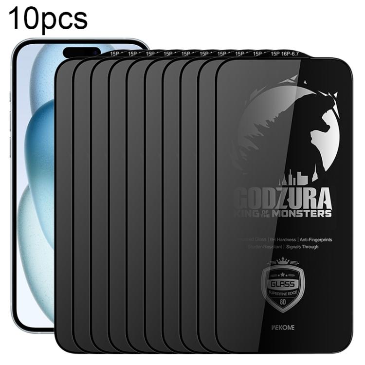 

For iPhone 16 Plus / 15 Plus WK WTP-125 10pcs 6D Curved Ultra-Fine Edge Privacy Full-Screen Tempered Glass Film(Transparent)