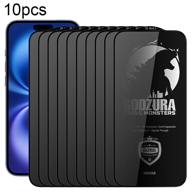 

For iPhone 16 / 15 WK WTP-125 10pcs 6D Curved Ultra-Fine Edge Privacy Full-Screen Tempered Glass Film(Transparent)