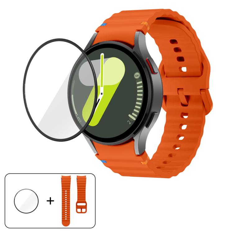 

For Samsung Galaxy Watch FE 40mm Wave Stitching Silicone Watch Band with 3D Curved Film(Orange)
