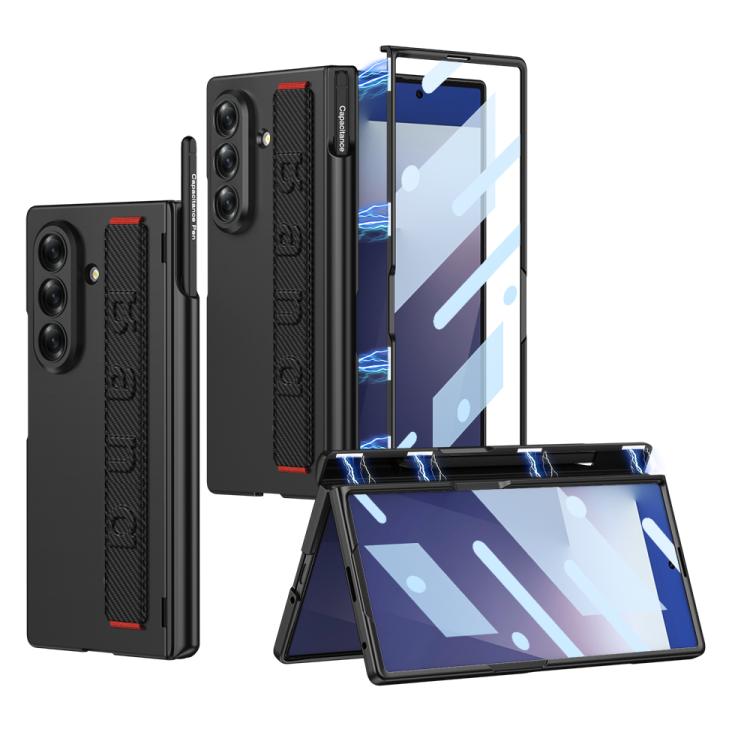 

For Samsung Galaxy Z Fold7 5G GKK Integrated Magnetic Folding Hinge Phone Case with Wrist Strap & Pen Holder(Carbon Fiber)