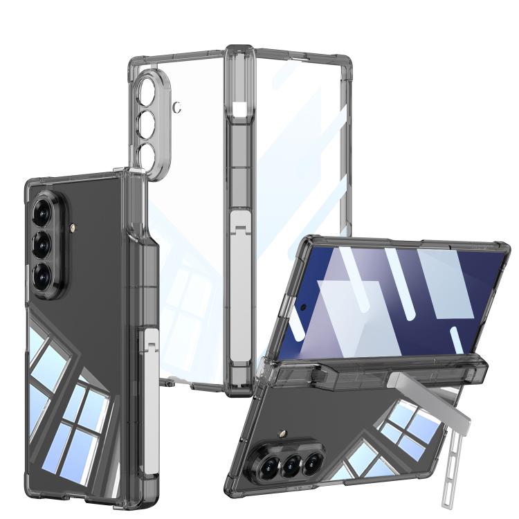 

For Samsung Galaxy Z Fold7 5G GKK Integrated Airbag Hinge Full Coverage Phone Case with Holder / Pen Box, Not Included Pen(Black)