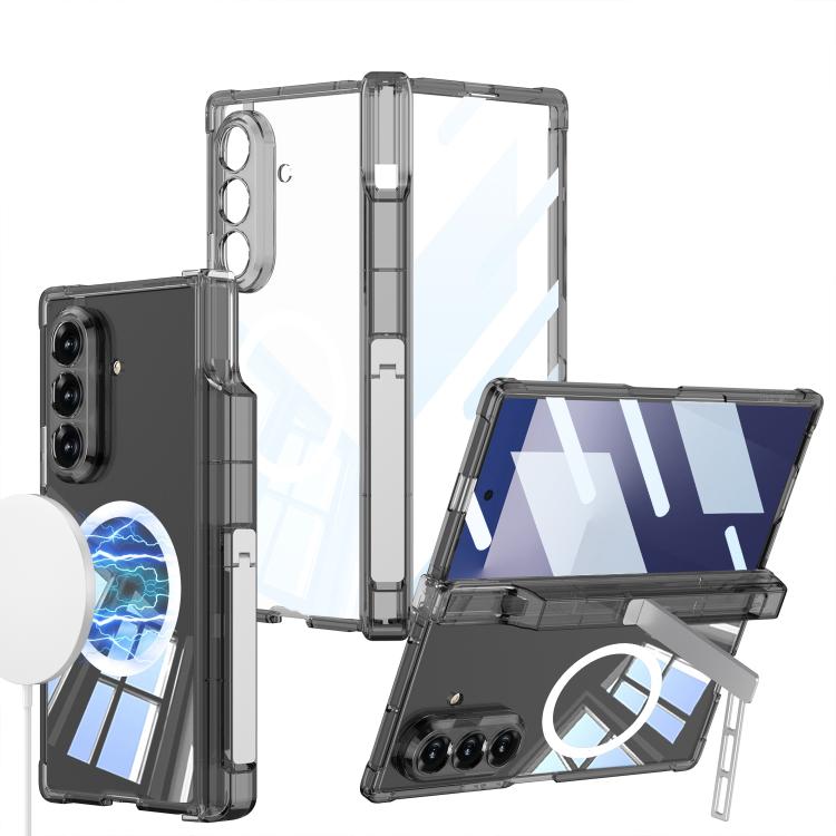 

For Samsung Galaxy Z Fold7 5G GKK Integrated Airbag Hinge Full Coverage MagSafe Phone Case with Holder / Pen Box, Not Included Pen(Black)