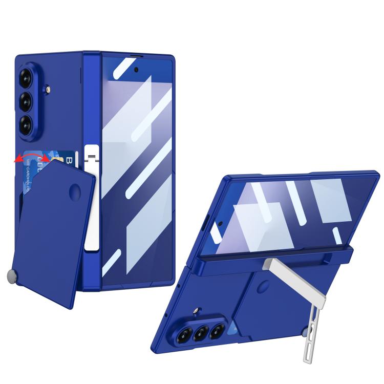 

For Samsung Galaxy Z Fold7 5G GKK Integrated Magnetic Hinge Side Rotating Card Bag Holder Phone Case(Blue)