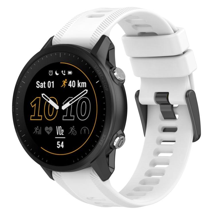 

For Garmin Forerunner 955 xDfind Black Buckle Solid Color Silicone Watch Band(White)