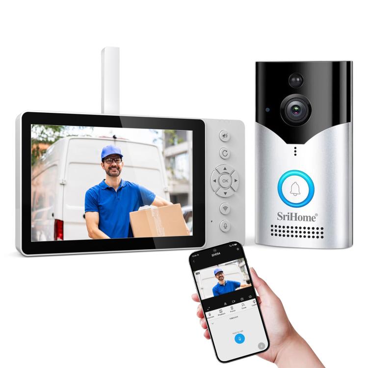 

SriHome DH051+DH002 4MP HD Smart WiFi Video PIR Visual Doorbell Set(EU Plug)