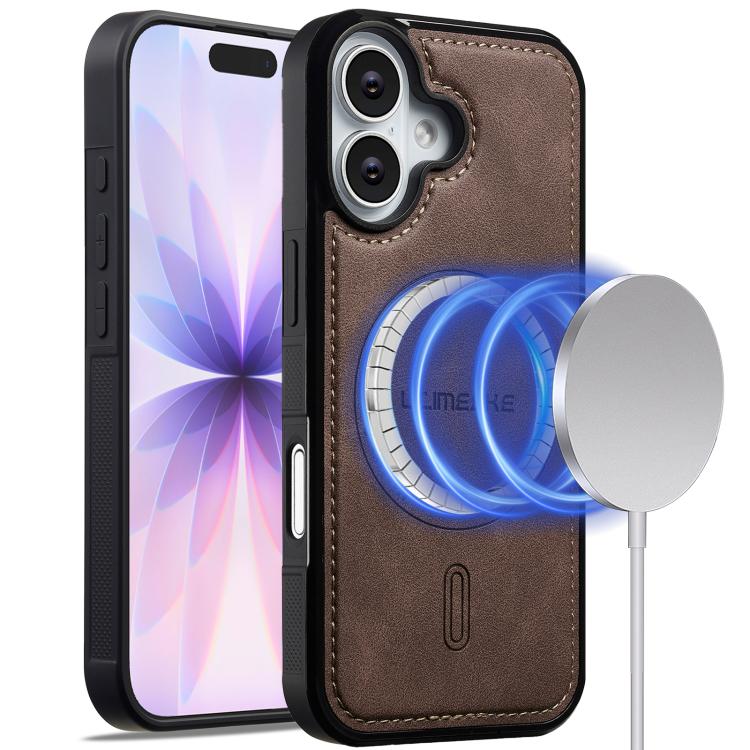 

For iPhone 16 LC.IMEEKE L6 Series MagSafe Magnetic Phone Case(Coffee)