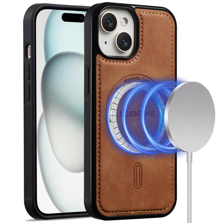 

For iPhone 15 Plus LC.IMEEKE L6 Series MagSafe Magnetic Phone Case(Brown)